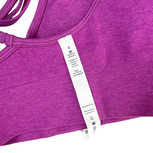 lululemon athletica Seamless Plunge Bra Heathered Ultra Violet Sz 8 - Picture 8 of 11